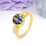 Classic Luxury Inset Round Cut Black Rutilated Quartz Engagement Ring - Additional view
