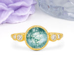 Classic Luxury Inset Round Cut Moss Agate Engagement Ring - Additional view