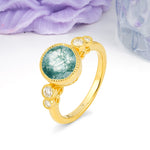 Classic Luxury Inset Round Cut Moss Agate Engagement Ring - Additional view