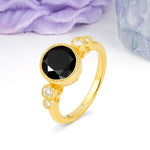 Classic Luxury Inset Round Cut Black Onyx Engagement Ring - Additional view
