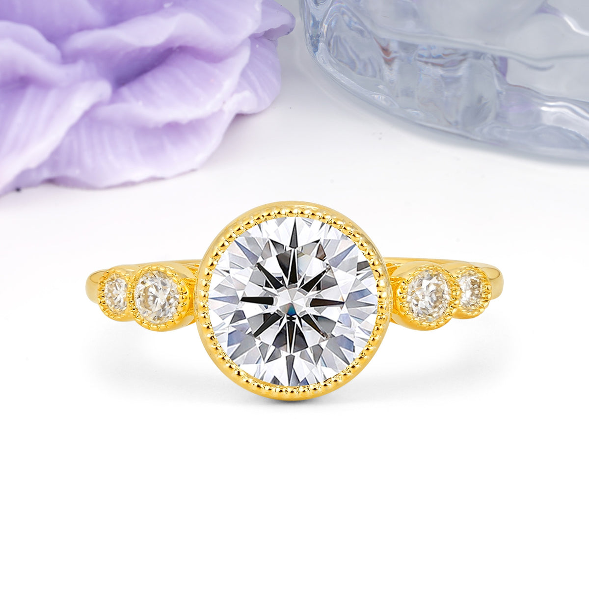 Classic Luxury Inset Round Cut Lab Diamond Engagement Ring - Additional view
