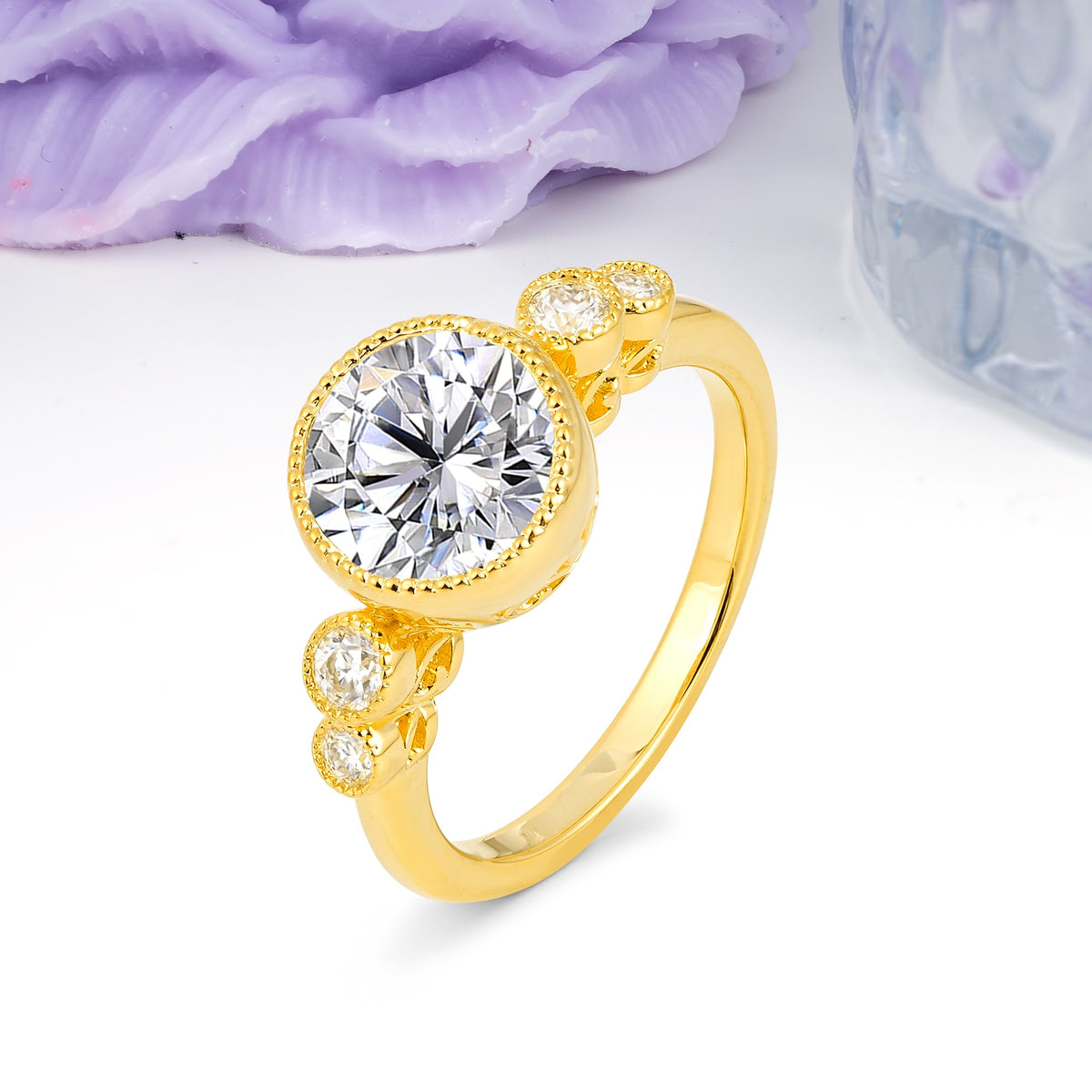 Classic Luxury Inset Round Cut Lab Diamond Engagement Ring - Additional view