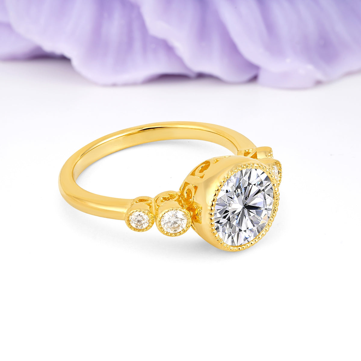 Classic Luxury Inset Round Cut Lab Diamond Engagement Ring - Additional view