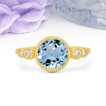 Classic Luxury Inset Round Cut Aquamarine Engagement Ring - Additional view