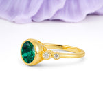 Classic Luxury Inset Round Cut Emerald Engagement Ring - Additional view
