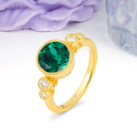 Classic Luxury Inset Round Cut Emerald Engagement Ring - Additional view