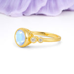 Classic Luxury Inset Round Cut Moonstone Engagement Ring - Additional view