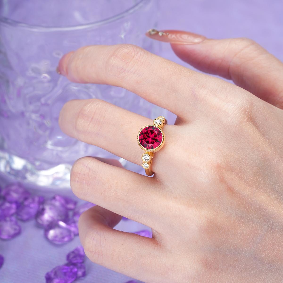 Classic Luxury Inset Round Cut Ruby Engagement Ring
