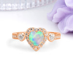 Luxurious 3 Prong Heart Cut Fire Opal Engagement Ring - Additional view