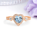 Luxurious 3 Prong Heart Cut Aquamarine Engagement Ring - Additional view