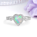 Luxurious 3 Prong Heart Cut Fire Opal Engagement Ring - Additional view