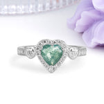 Luxurious 3 Prong Heart Cut Moss Agate Engagement Ring - Additional view