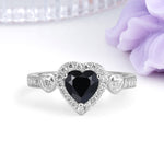 Luxurious 3 Prong Heart Cut Black Onyx Engagement Ring - Additional view