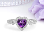 Luxurious 3 Prong Heart Cut Amethyst Engagement Ring - Additional view