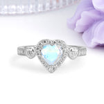 Luxurious 3 Prong Heart Cut Moonstone Engagement Ring - Additional view