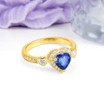 Luxurious 3 Prong Heart Cut Sapphire Engagement Ring - Additional view