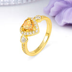Luxurious 3 Prong Heart Cut Citrine Engagement Ring - Additional view
