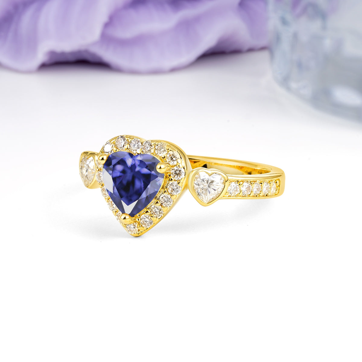 Luxurious 3 Prong Heart Cut Tanzanite Engagement Ring - Additional view