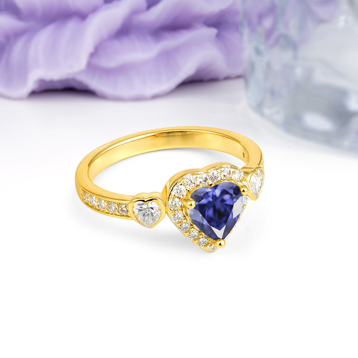 Luxurious 3 Prong Heart Cut Tanzanite Engagement Ring - Additional view