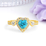 Luxurious 3 Prong Heart Cut Turquoise Engagement Ring - Additional view
