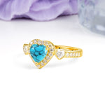 Luxurious 3 Prong Heart Cut Turquoise Engagement Ring - Additional view