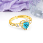 Luxurious 3 Prong Heart Cut Turquoise Engagement Ring - Additional view
