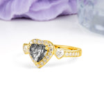 Luxurious 3 Prong Heart Cut Black Rutilated Quartz Engagement Ring - Additional view