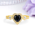 Luxurious 3 Prong Heart Cut Black Onyx Engagement Ring - Additional view