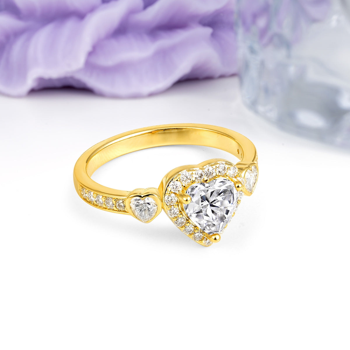 Luxurious 3 Prong Heart Cut Lab Diamond Engagement Ring - Additional view