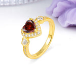 Luxurious 3 Prong Heart Cut Garnet Engagement Ring - Additional view