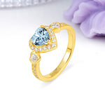 Luxurious 3 Prong Heart Cut Aquamarine Engagement Ring - Additional view