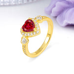 Luxurious 3 Prong Heart Cut Ruby Engagement Ring - Additional view
