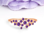 Dainty Galaxy Scattered Diamond Floral Twig Amethyst Wedding Ring - Additional view