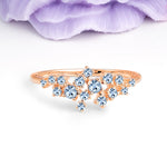Dainty Galaxy Scattered Diamond Floral Twig Aquamarine Wedding Ring - Additional view