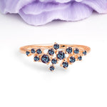 Dainty Galaxy Scattered Diamond Floral Twig Alexandrite Wedding Ring - Additional view