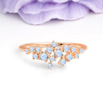 Dainty Galaxy Scattered Diamond Floral Twig Moonstone Wedding Ring - Additional view