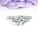 Dainty Galaxy Scattered Diamond Floral Twig Moss Agate Wedding Ring - Additional view