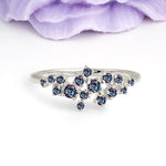 Dainty Galaxy Scattered Diamond Floral Twig Alexandrite Wedding Ring - Additional view