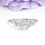 Dainty Galaxy Scattered Diamond Floral Twig Moonstone Wedding Ring - Additional view