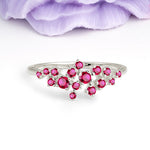 Dainty Galaxy Scattered Diamond Floral Twig Ruby Wedding Ring - Additional view