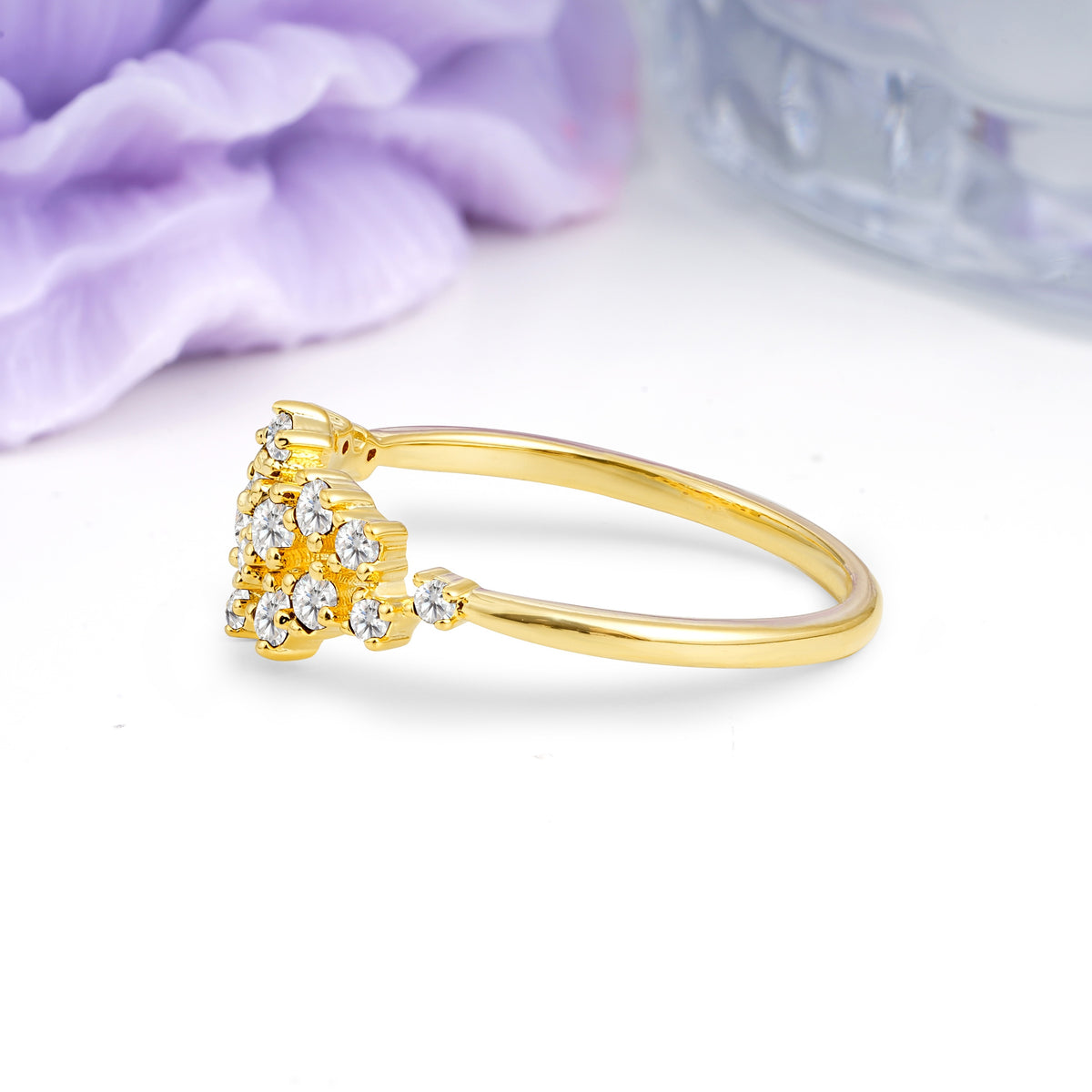 Dainty Galaxy Scattered Diamond Floral Twig Moissanite Wedding Ring - Additional view