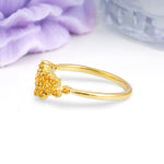 Dainty Galaxy Scattered Diamond Floral Twig Citrine Wedding Ring - Additional view