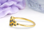 Dainty Galaxy Scattered Diamond Floral Twig Black Rutilated Quartz Wedding Ring - Additional view