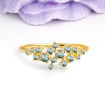 Dainty Galaxy Scattered Diamond Floral Twig Moss Agate Wedding Ring - Additional view
