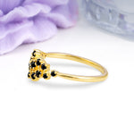 Dainty Galaxy Scattered Diamond Floral Twig Black Onyx Wedding Ring - Additional view