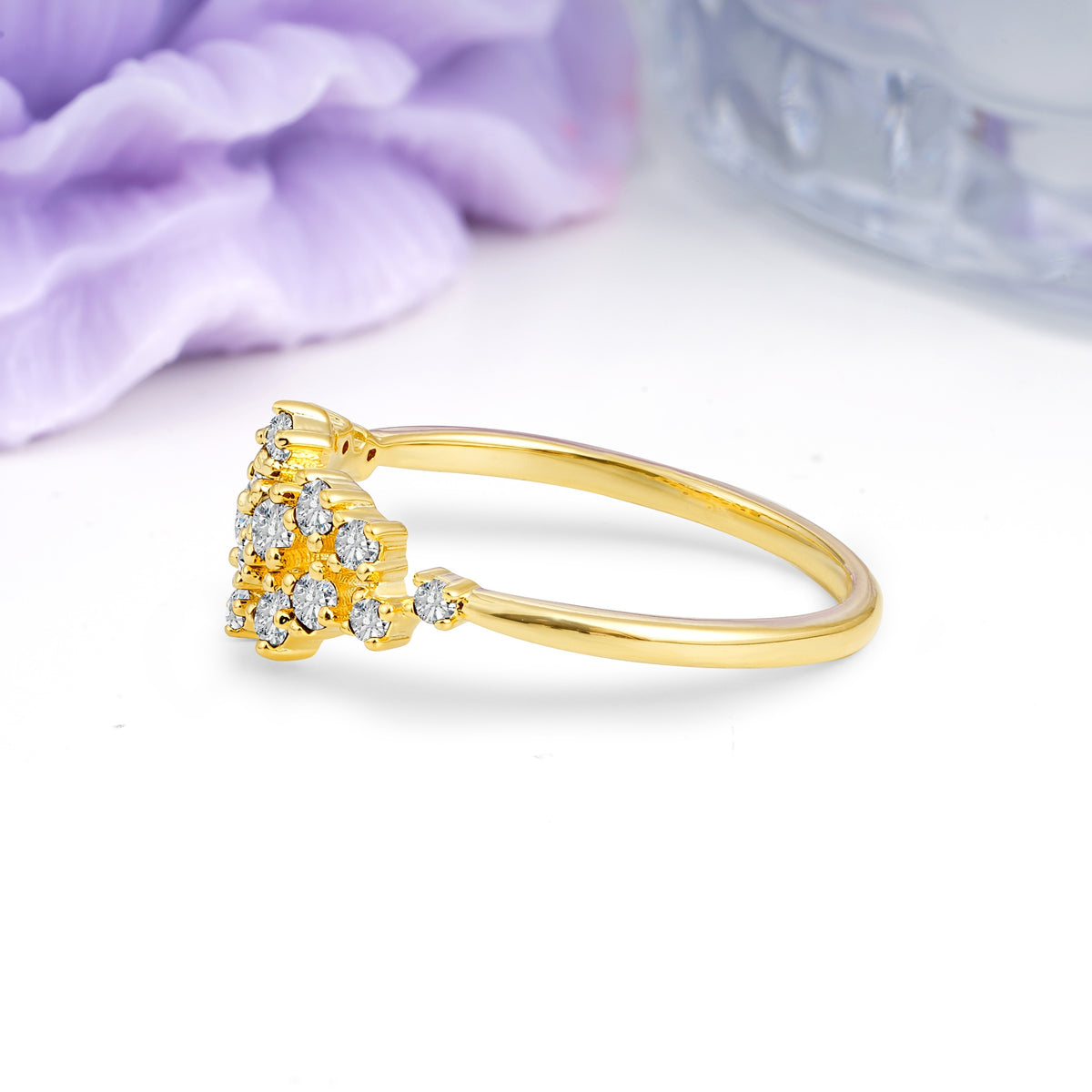 Dainty Galaxy Scattered Diamond Floral Twig Lab Diamond Wedding Ring - Additional view