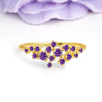 Dainty Galaxy Scattered Diamond Floral Twig Amethyst Wedding Ring - Additional view