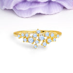 Dainty Galaxy Scattered Diamond Floral Twig Moonstone Wedding Ring - Additional view