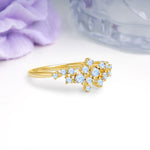 Dainty Galaxy Scattered Diamond Floral Twig Moonstone Wedding Ring - Additional view