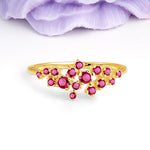 Dainty Galaxy Scattered Diamond Floral Twig Ruby Wedding Ring - Additional view